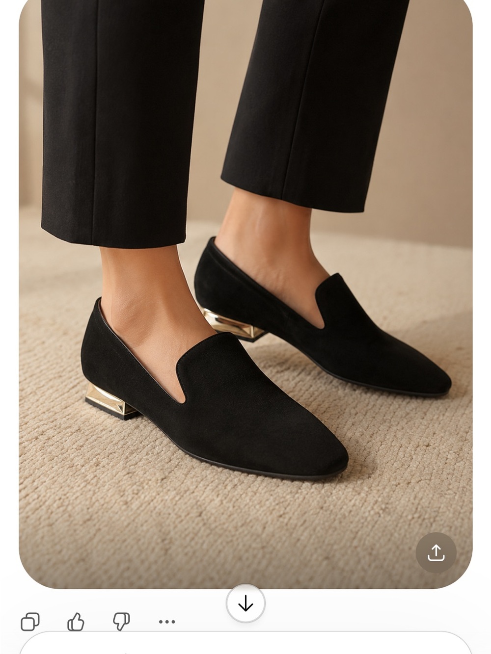 Never worn Black suede loafer with silver heel. Very plush and comfortable. Sz9